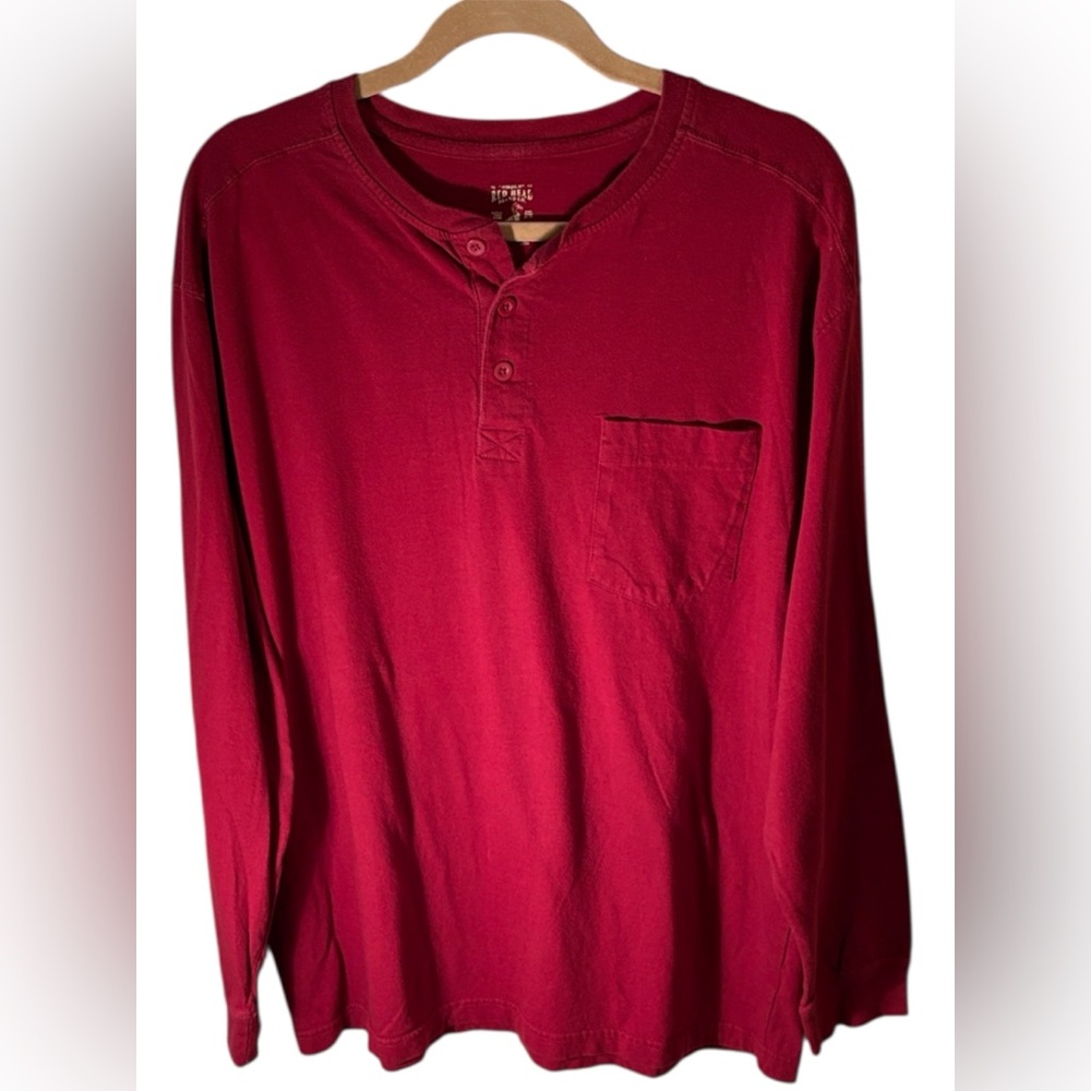 Red Head Men's Dark Red Long Sleeve Henley